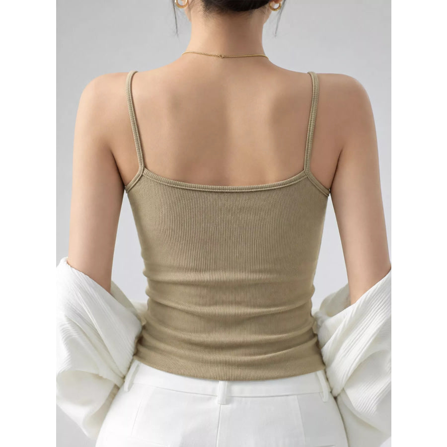 Slim-Fit Ribbed Square Neck Cami Top Apparel and Accessories