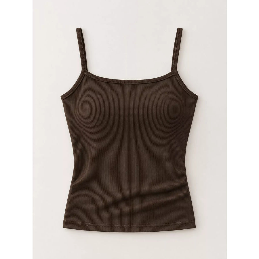 Slim-Fit Ribbed Square Neck Cami Top Apparel and Accessories