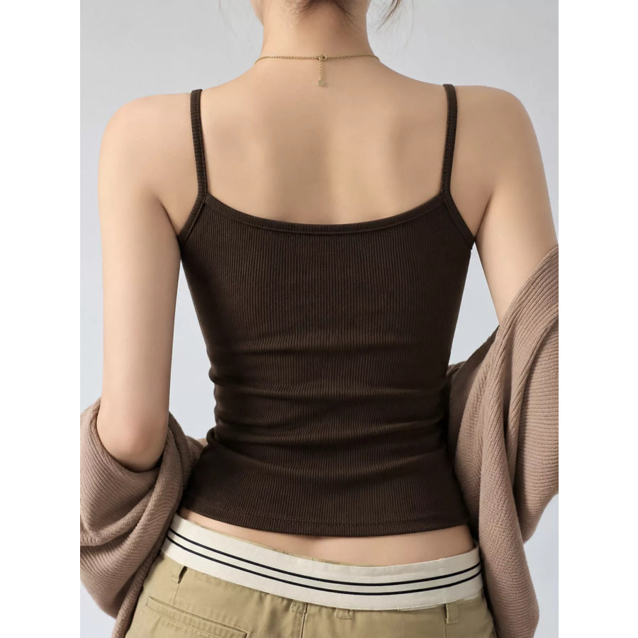 Slim-Fit Ribbed Square Neck Cami Top Apparel and Accessories