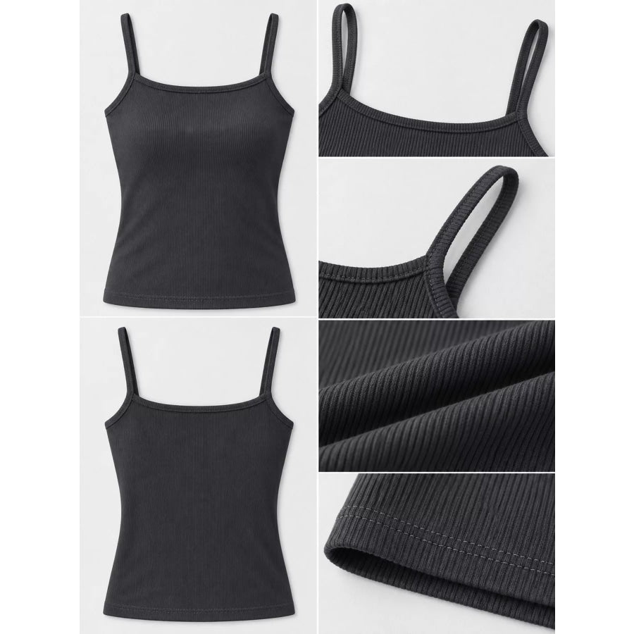 Slim-Fit Ribbed Square Neck Cami Top Apparel and Accessories