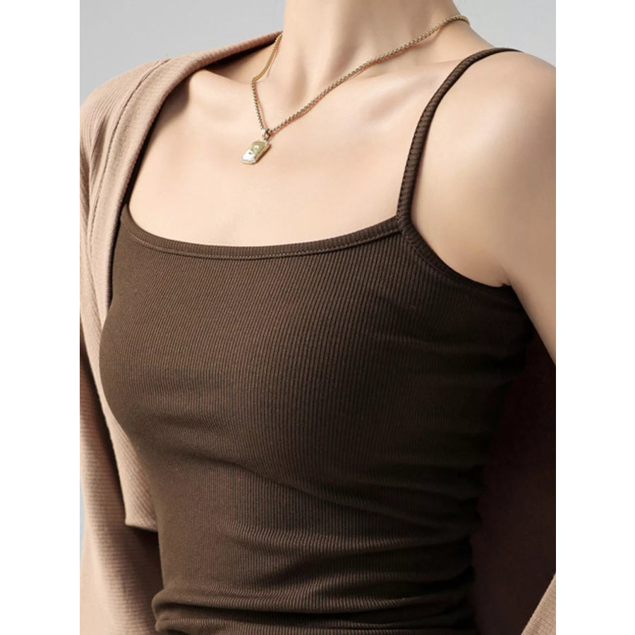 Slim-Fit Ribbed Square Neck Cami Top Apparel and Accessories