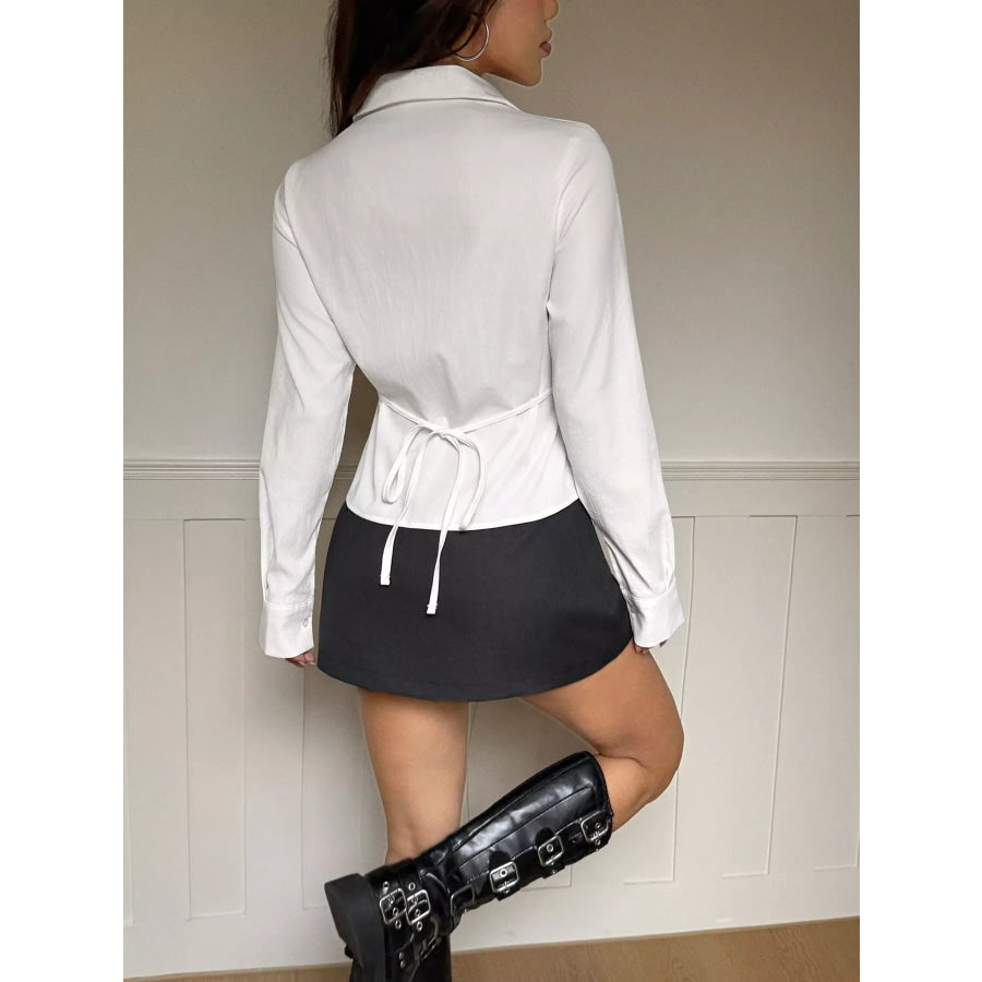 Slim Fit Ruched Front Long Sleeve Shirt Apparel and Accessories