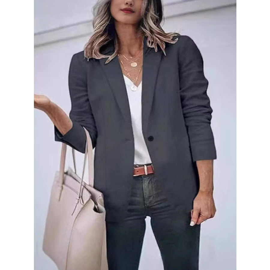 Slim-Fit Single-Button Casual Blazer Dark Gray / S Apparel and Accessories