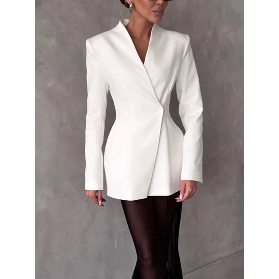 Slim-Fit Structured Waist Blazer White / S Apparel and Accessories