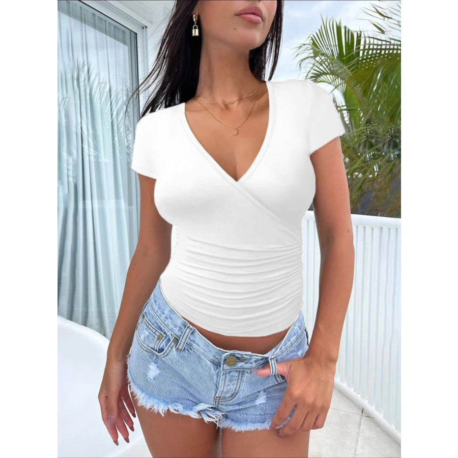 Slim Fit Surplice Short Sleeve T-Shirt Apparel and Accessories