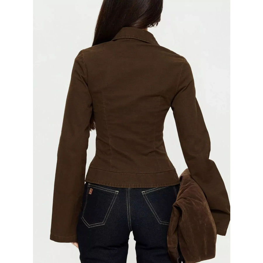 Slim-Fit Utility Zip-Up Cropped Jacket