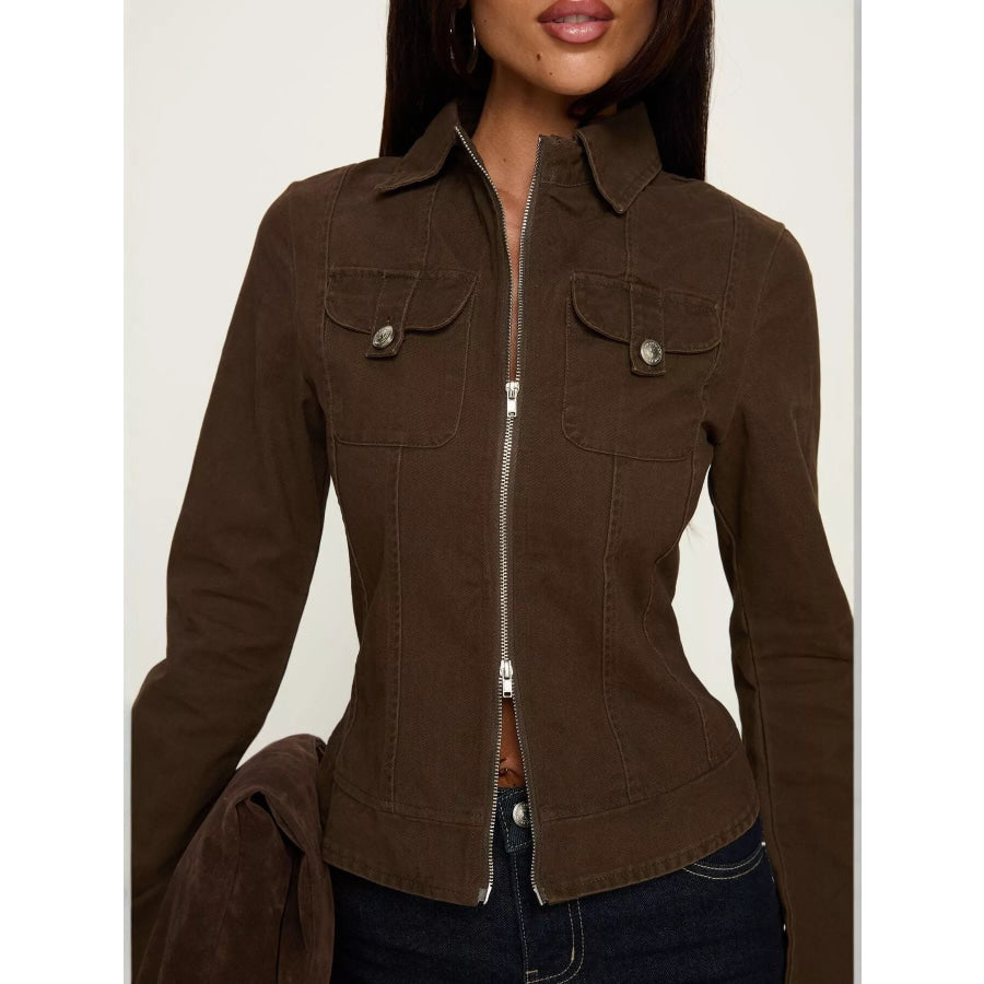 Slim-Fit Utility Zip-Up Cropped Jacket