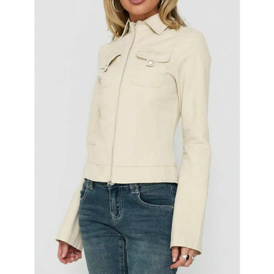 Slim-Fit Utility Zip-Up Cropped Jacket