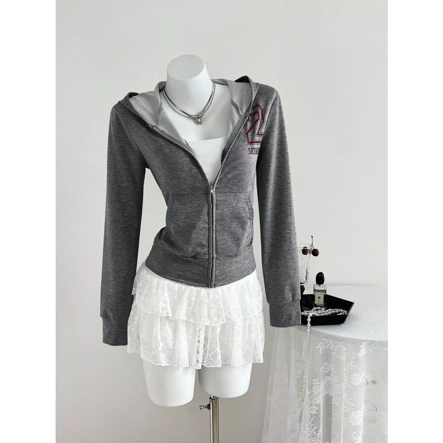 Slim-Fit Zip-Up Hoodie Medium Gray / S Apparel and Accessories