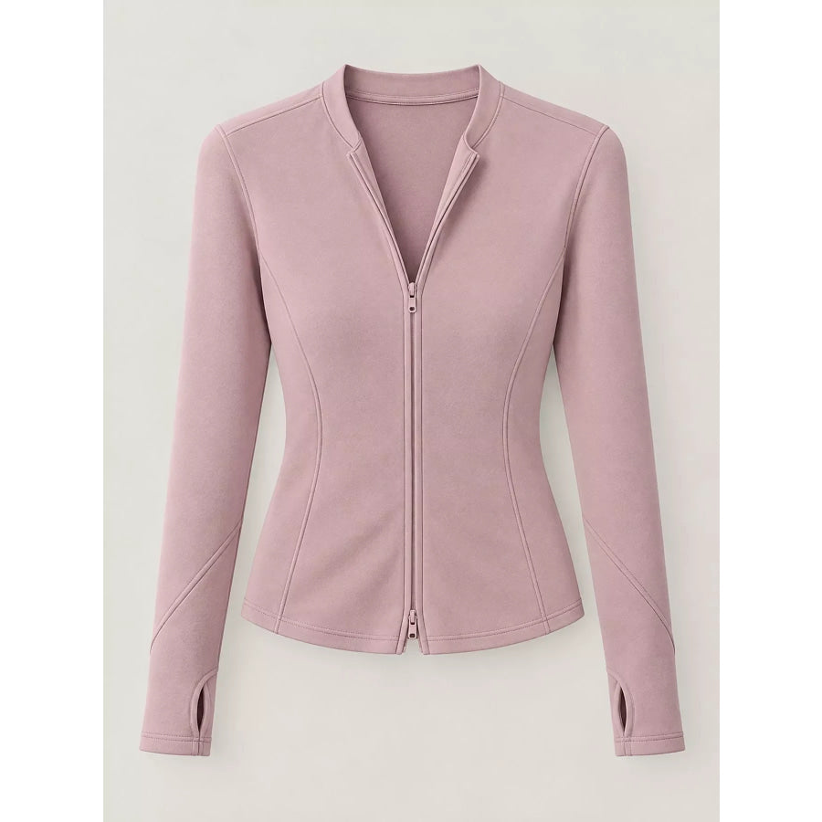 Slim-Fit Zip-Up Long Sleeve Jacket Apparel and Accessories