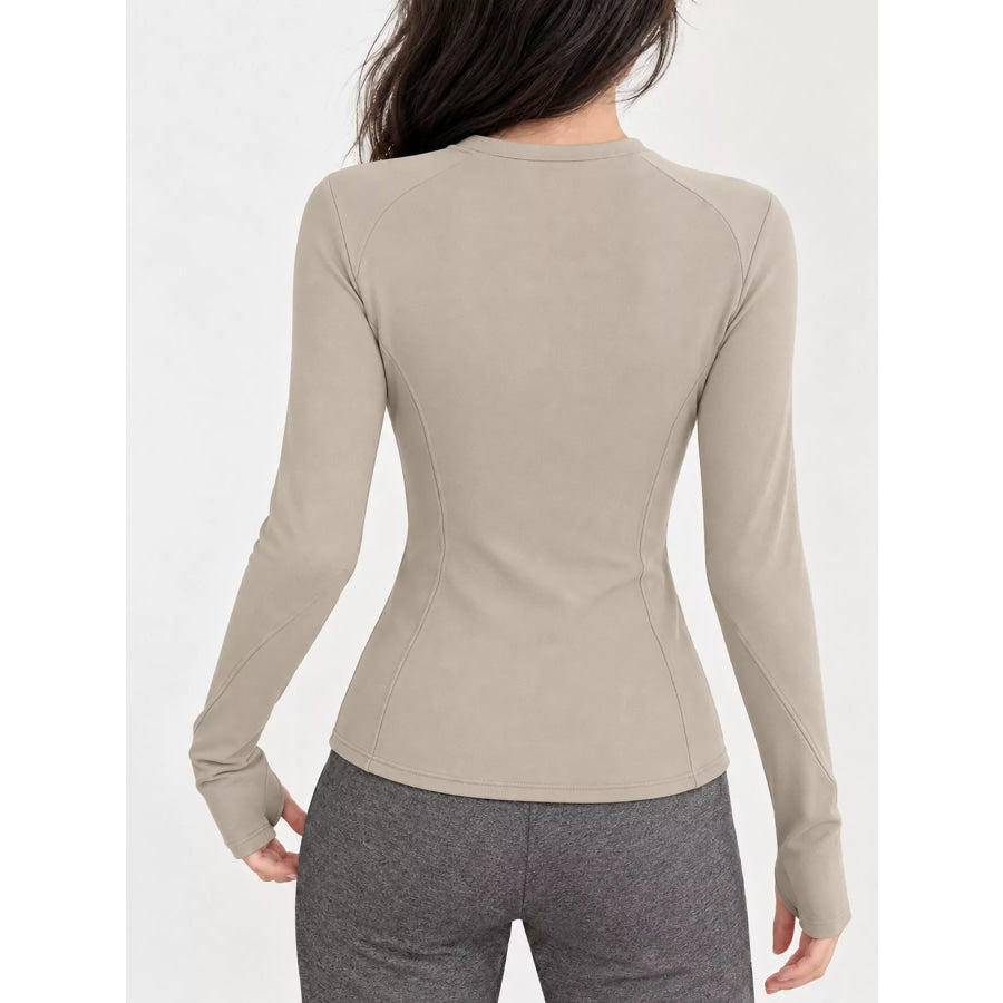 Slim-Fit Zip-Up Long Sleeve Jacket Apparel and Accessories