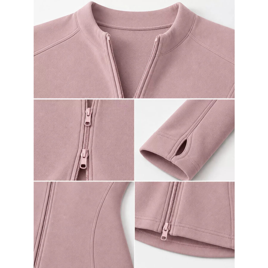 Slim-Fit Zip-Up Long Sleeve Jacket Apparel and Accessories