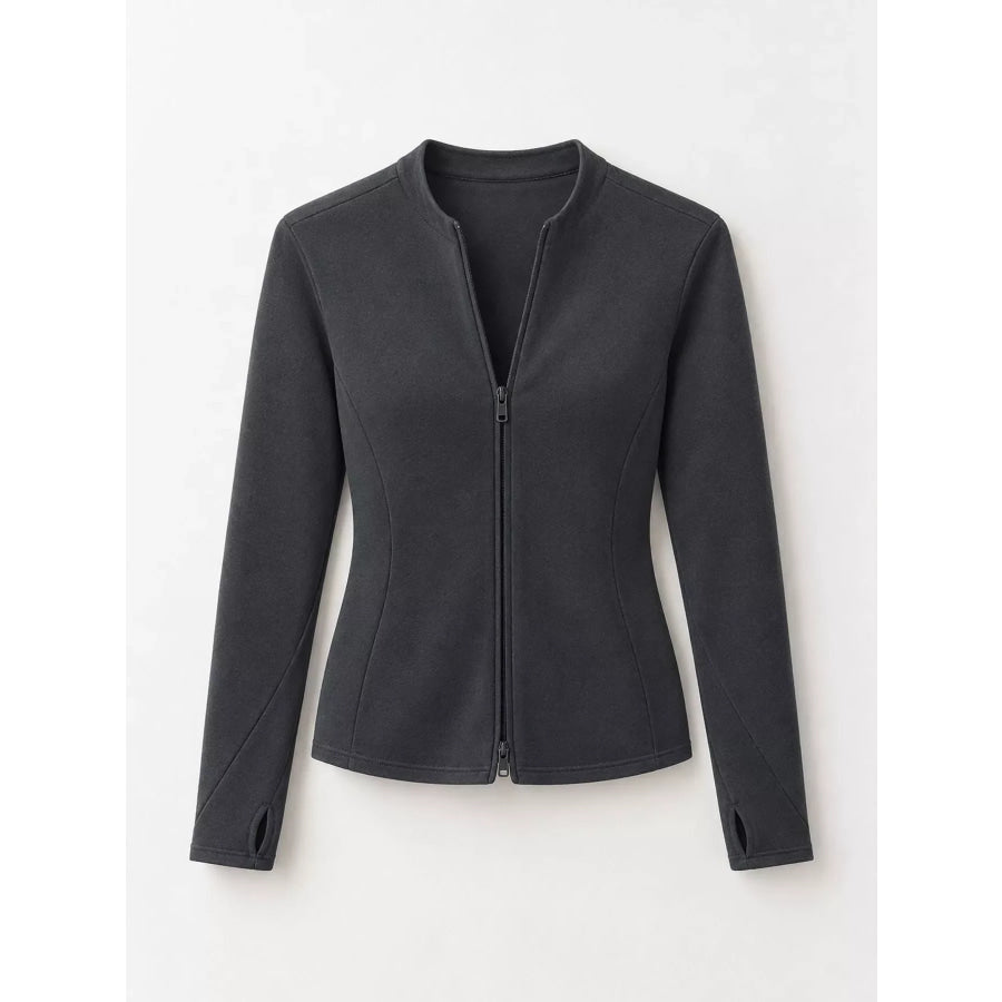 Slim-Fit Zip-Up Long Sleeve Jacket Apparel and Accessories