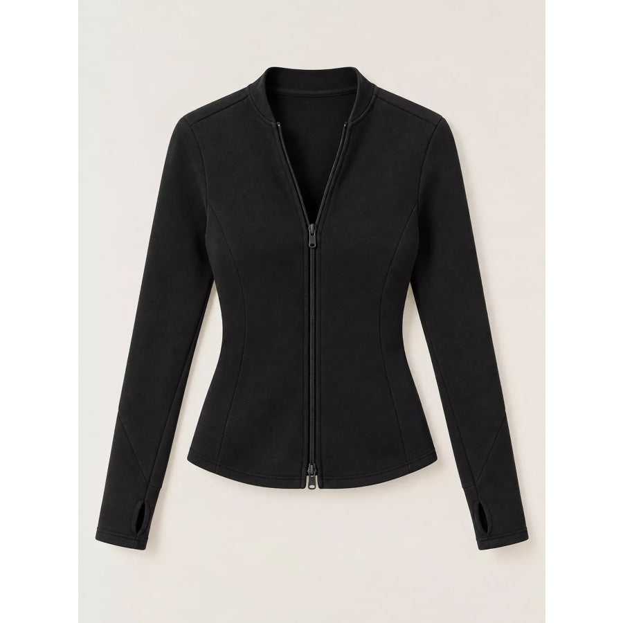 Slim-Fit Zip-Up Long Sleeve Jacket Apparel and Accessories