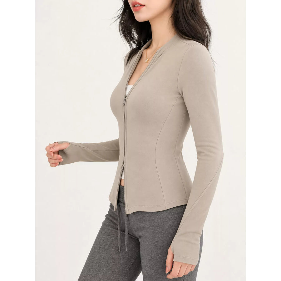 Slim-Fit Zip-Up Long Sleeve Jacket Apparel and Accessories