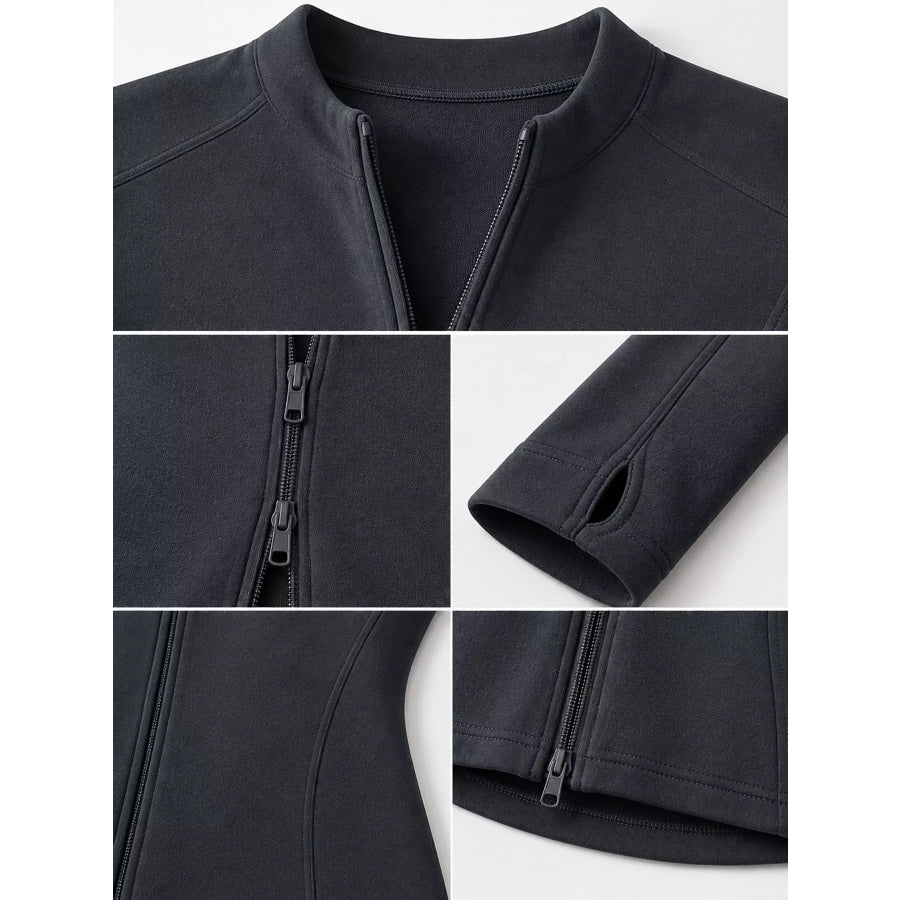 Slim-Fit Zip-Up Long Sleeve Jacket Apparel and Accessories