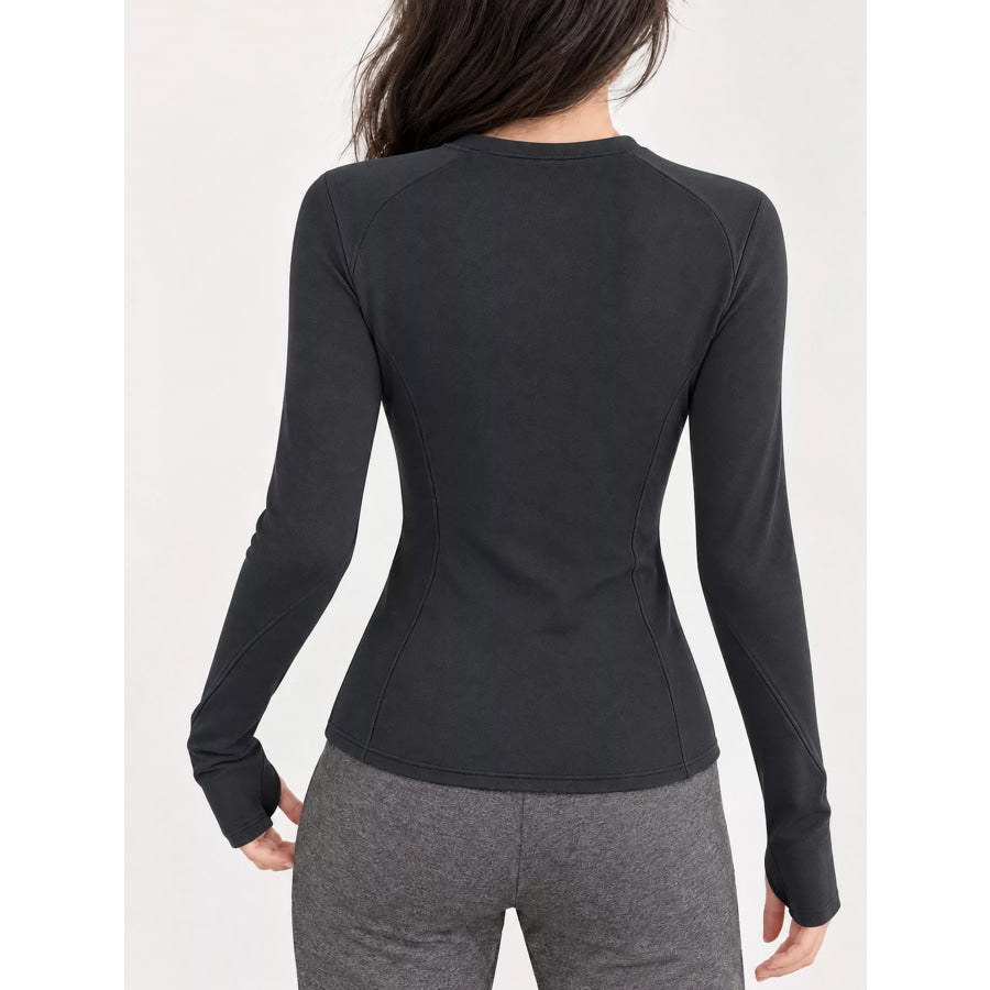 Slim-Fit Zip-Up Long Sleeve Jacket Apparel and Accessories