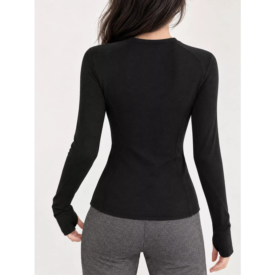 Slim-Fit Zip-Up Long Sleeve Jacket Apparel and Accessories