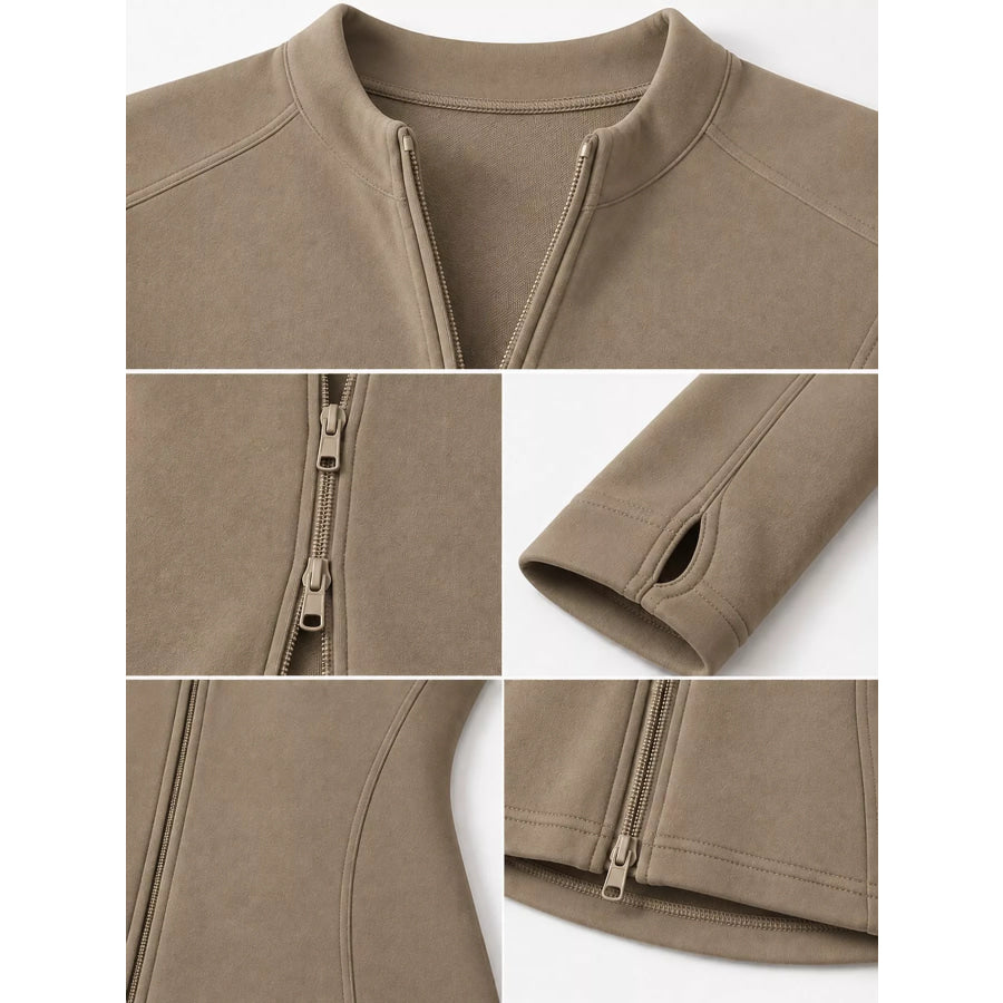 Slim-Fit Zip-Up Long Sleeve Jacket Apparel and Accessories