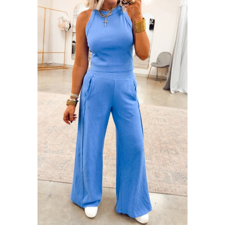 Slim Ribbed Tank Top and Sweatpants Set Apparel and Accessories