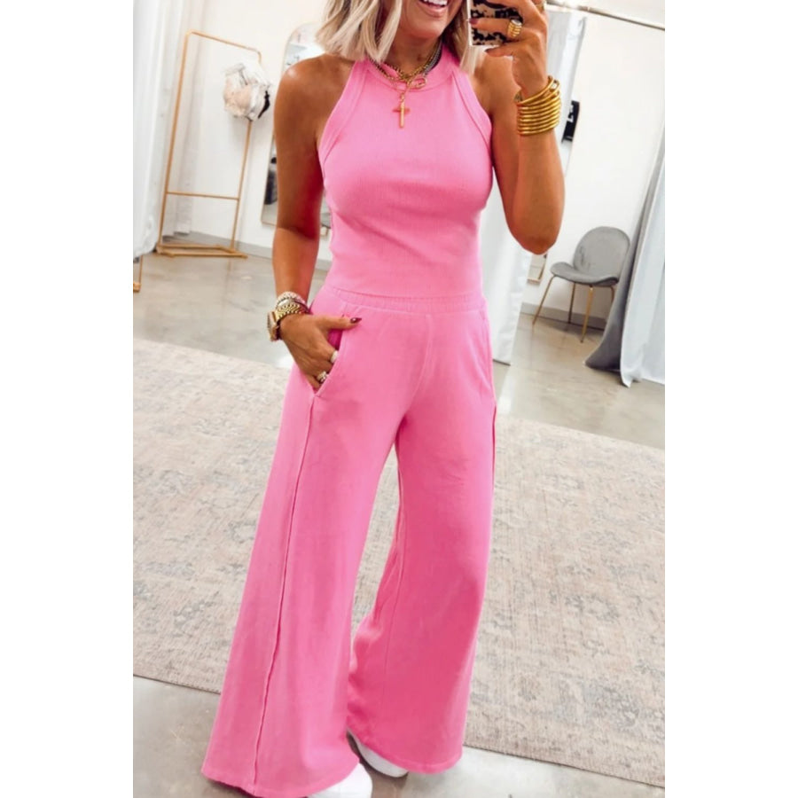 Slim Ribbed Tank Top and Sweatpants Set Apparel and Accessories