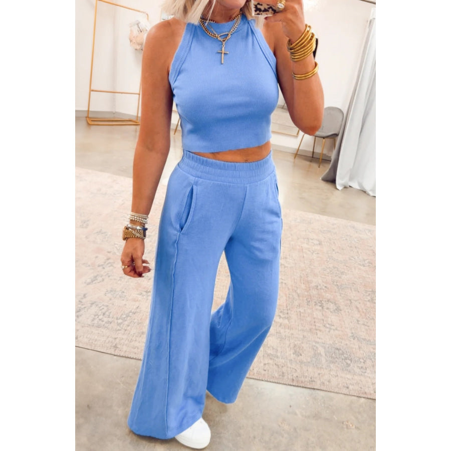 Slim Ribbed Tank Top and Sweatpants Set Apparel and Accessories