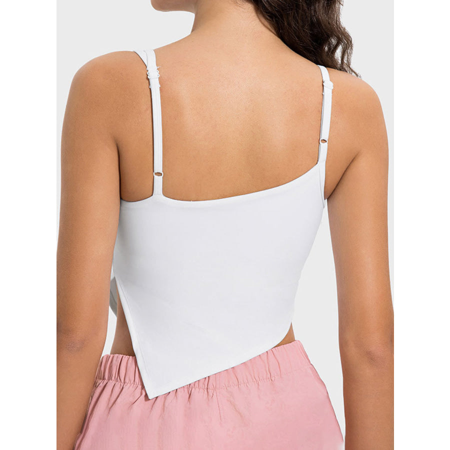 Slit Asymmetrical Neck Active Cami Apparel and Accessories