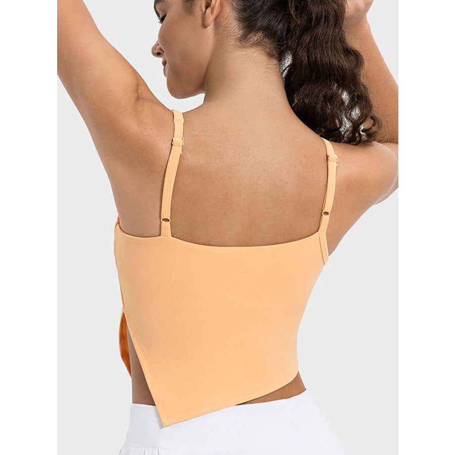 Slit Asymmetrical Neck Active Cami Sherbet / 4 Apparel and Accessories