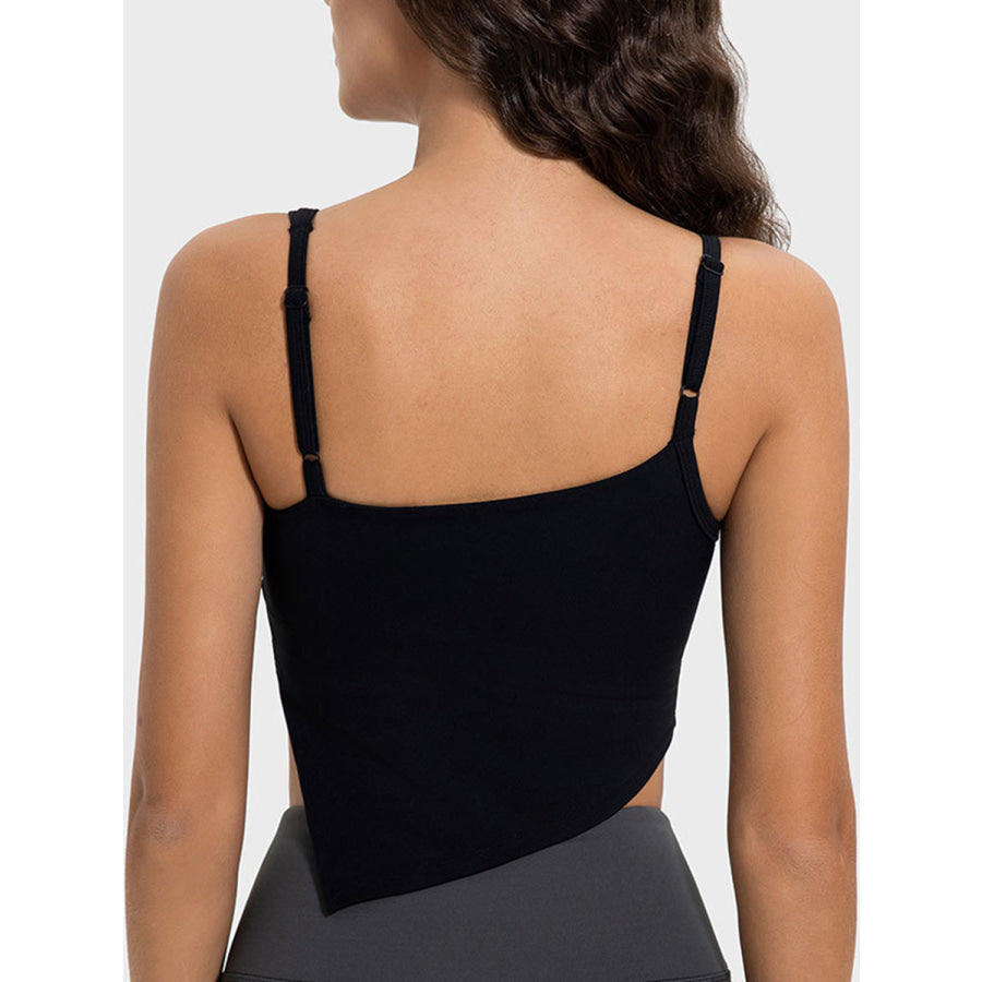 Slit Asymmetrical Neck Active Cami Apparel and Accessories