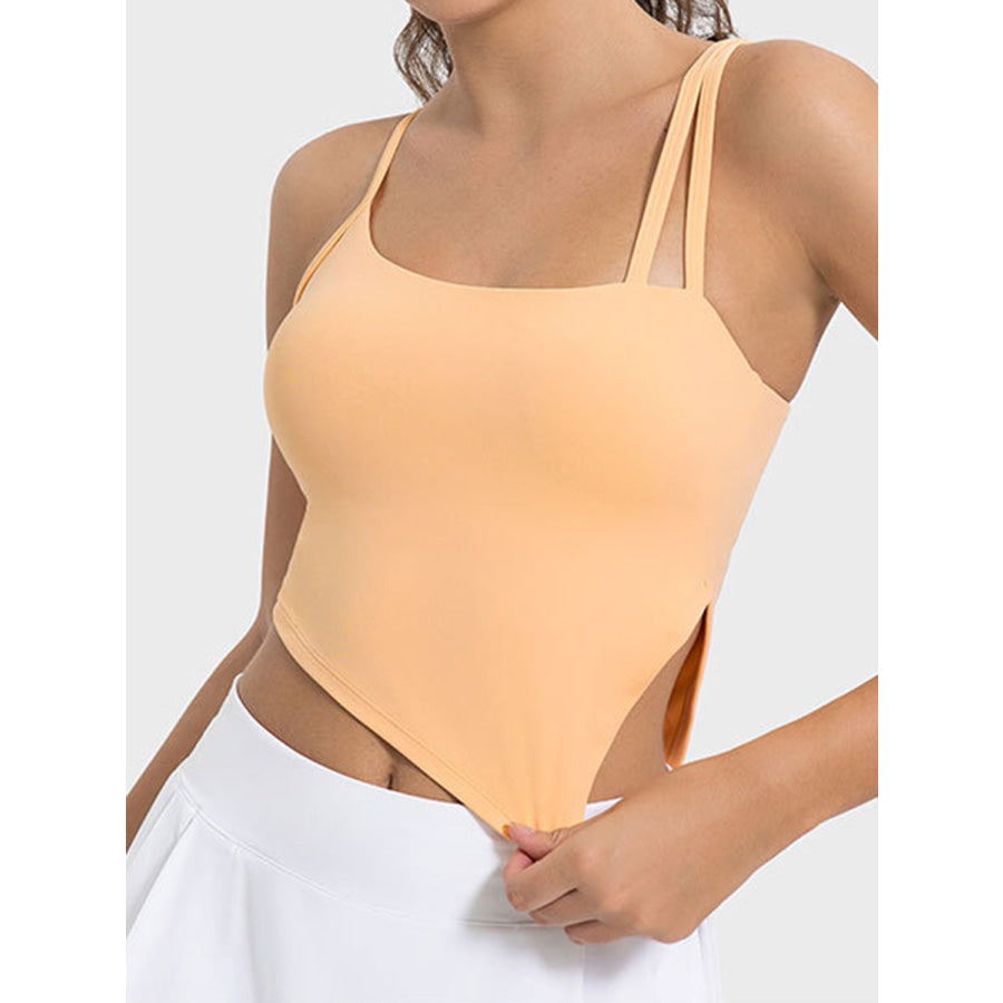 Slit Asymmetrical Neck Active Cami Apparel and Accessories