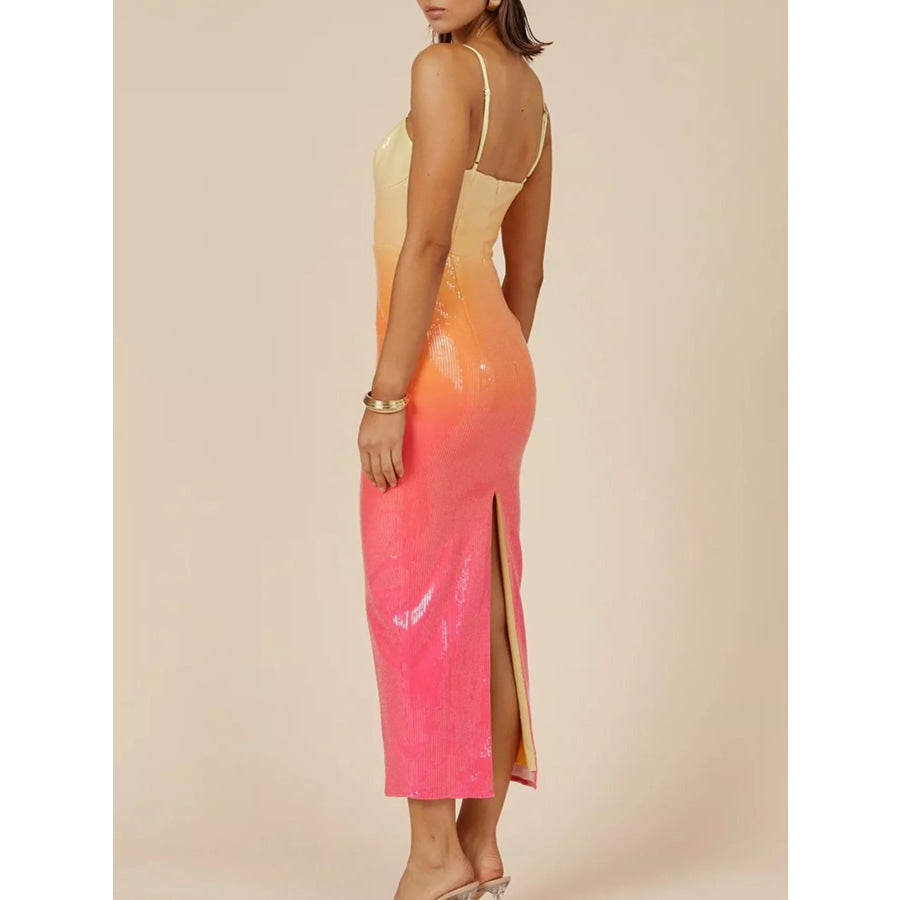 Slit Back Gradient Cami Dress Apparel and Accessories