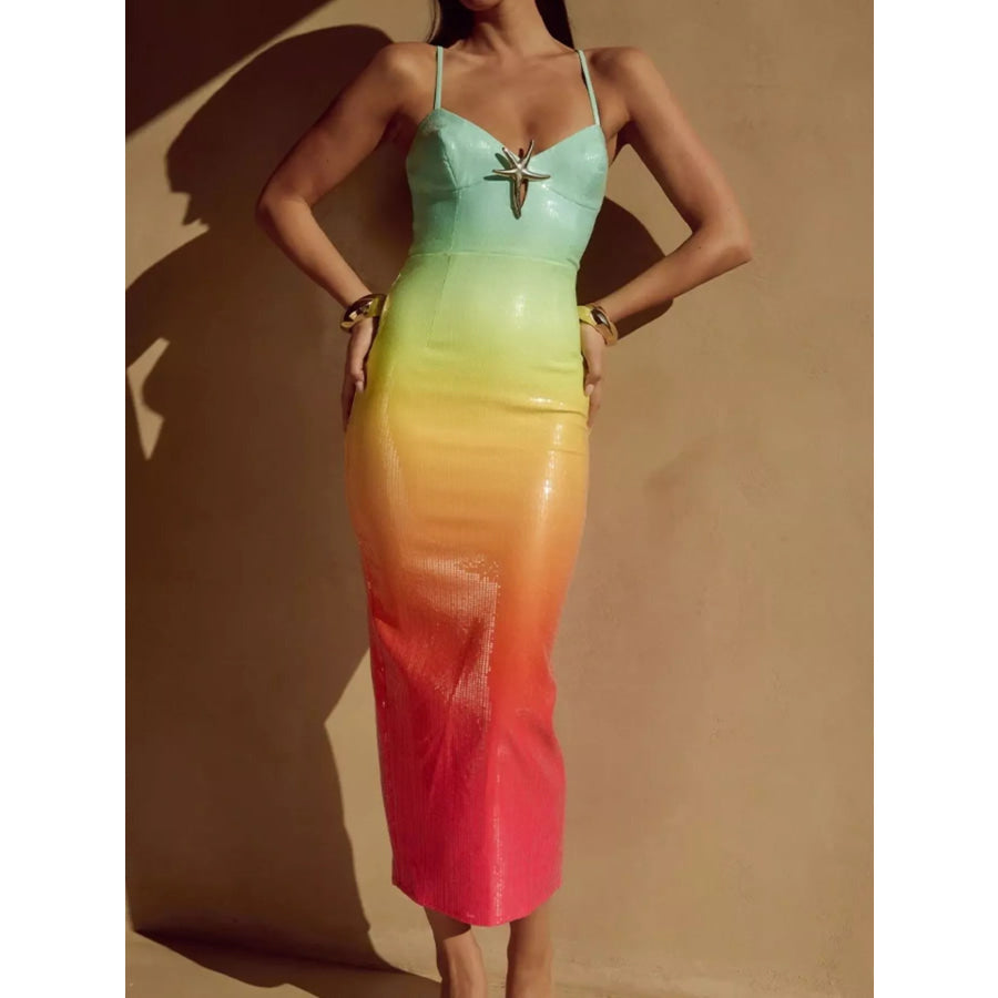 Slit Back Gradient Cami Dress Apparel and Accessories