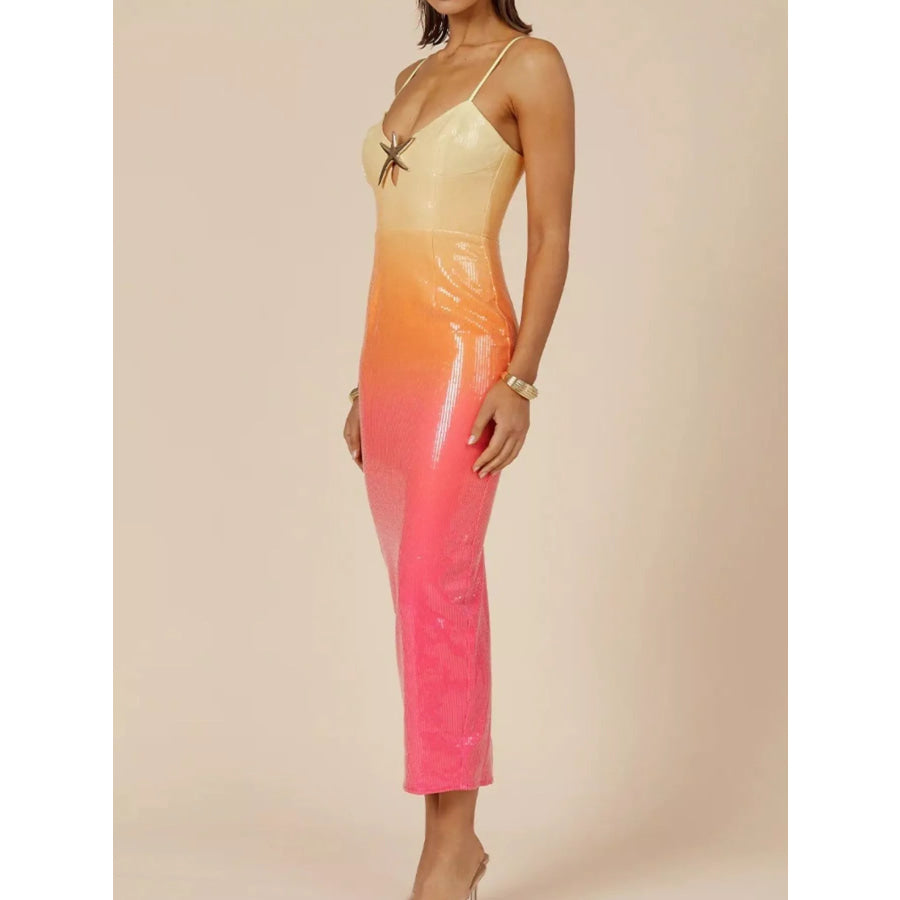 Slit Back Gradient Cami Dress Apparel and Accessories