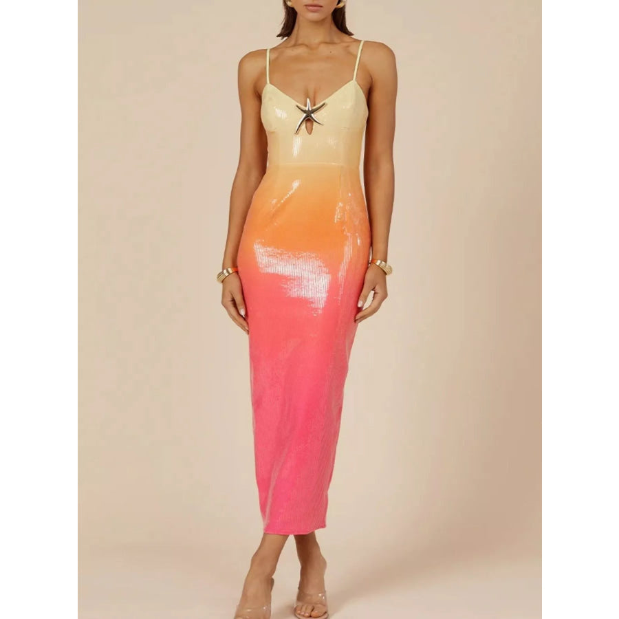 Slit Back Gradient Cami Dress Apparel and Accessories