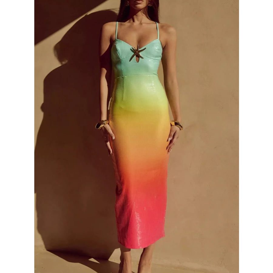 Slit Back Gradient Cami Dress Apparel and Accessories