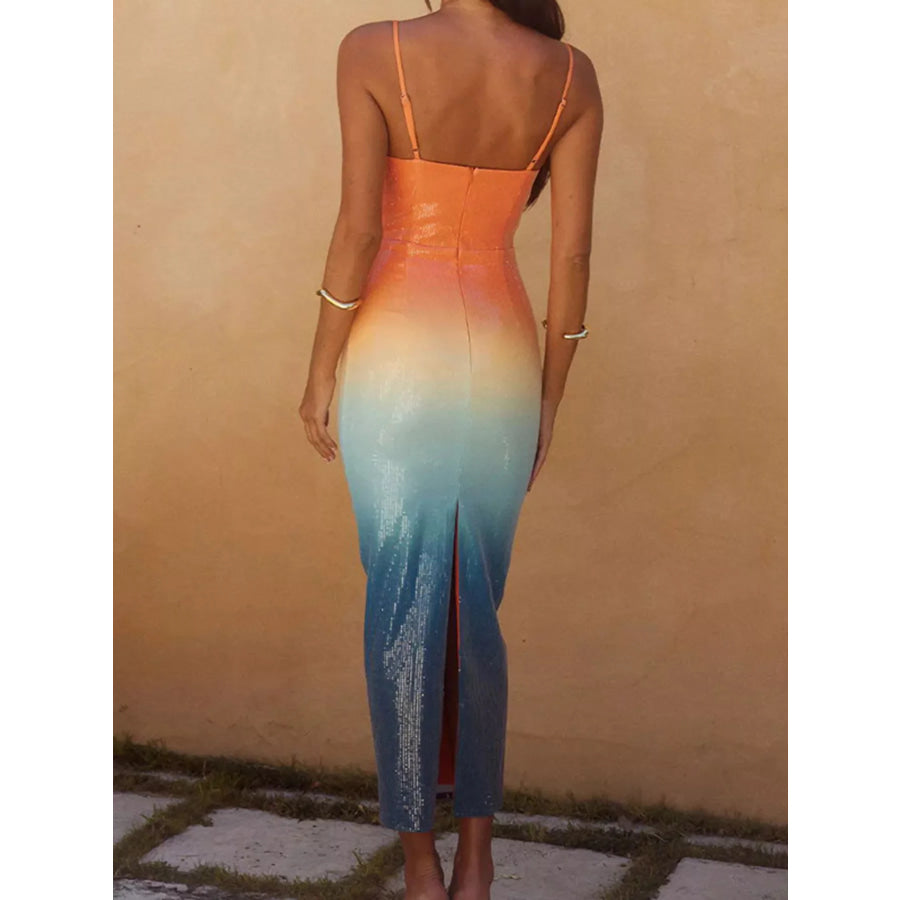 Slit Back Gradient Cami Dress Apparel and Accessories