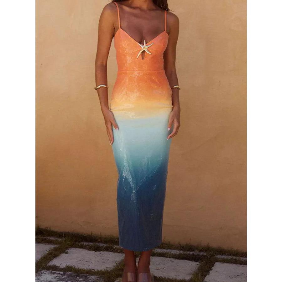 Slit Back Gradient Cami Dress Orange And Blue / S Apparel Accessories
