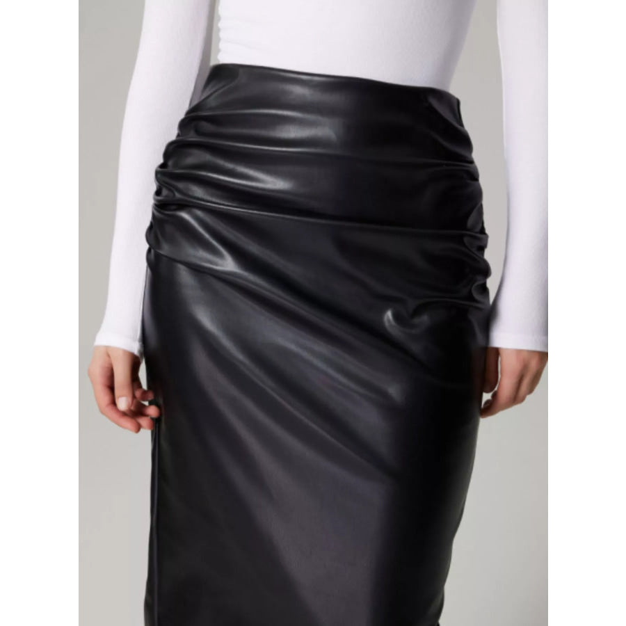 Slit Back Leather Skirt Apparel and Accessories