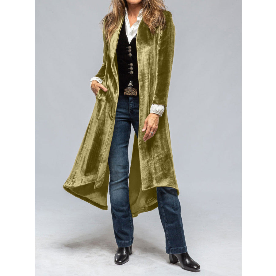 Slit Back Open Front Cardigan Champagne Color / S Apparel and Accessories