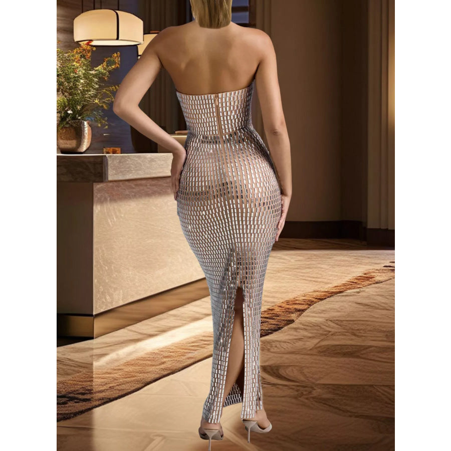 Slit Back Tube Maxi Dress Apparel and Accessories