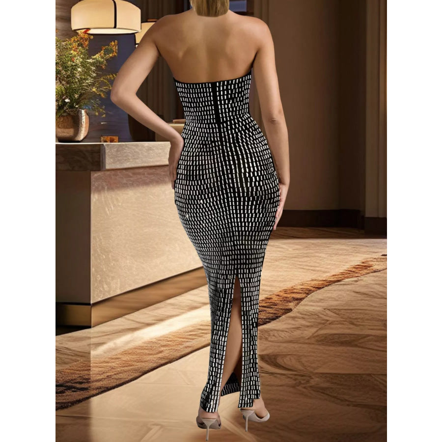Slit Back Tube Maxi Dress Apparel and Accessories
