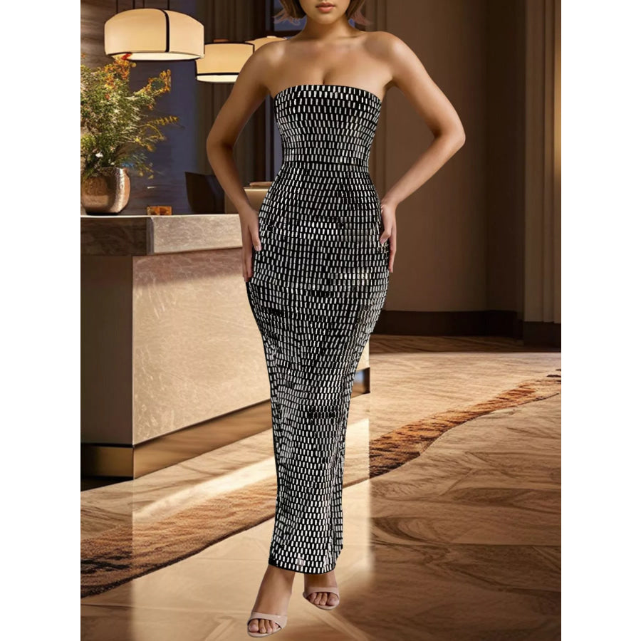 Slit Back Tube Maxi Dress Black / S Apparel and Accessories