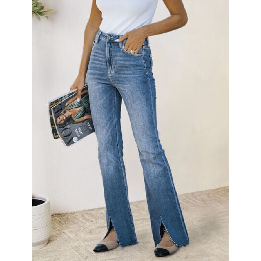 Slit Bootcut Jeans with Pockets Medium / S Clothing