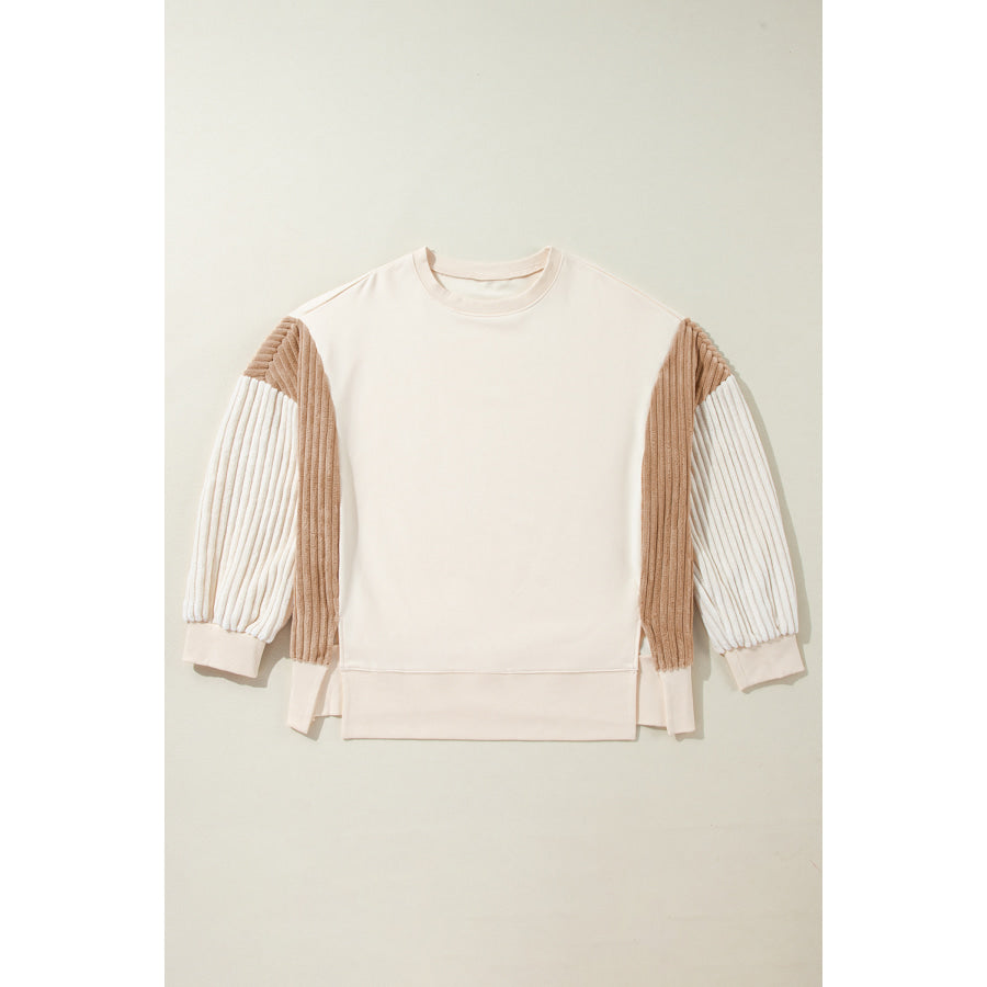 Slit Color Block Long Sleeve Sweatshirt Apparel and Accessories