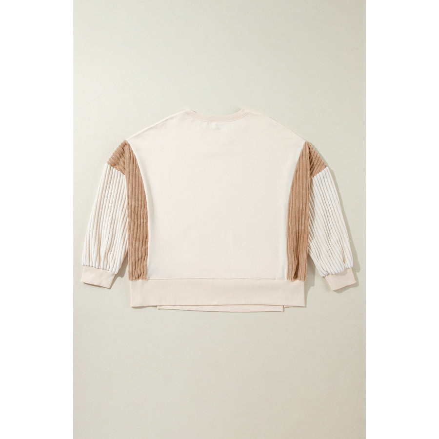 Slit Color Block Long Sleeve Sweatshirt Apparel and Accessories