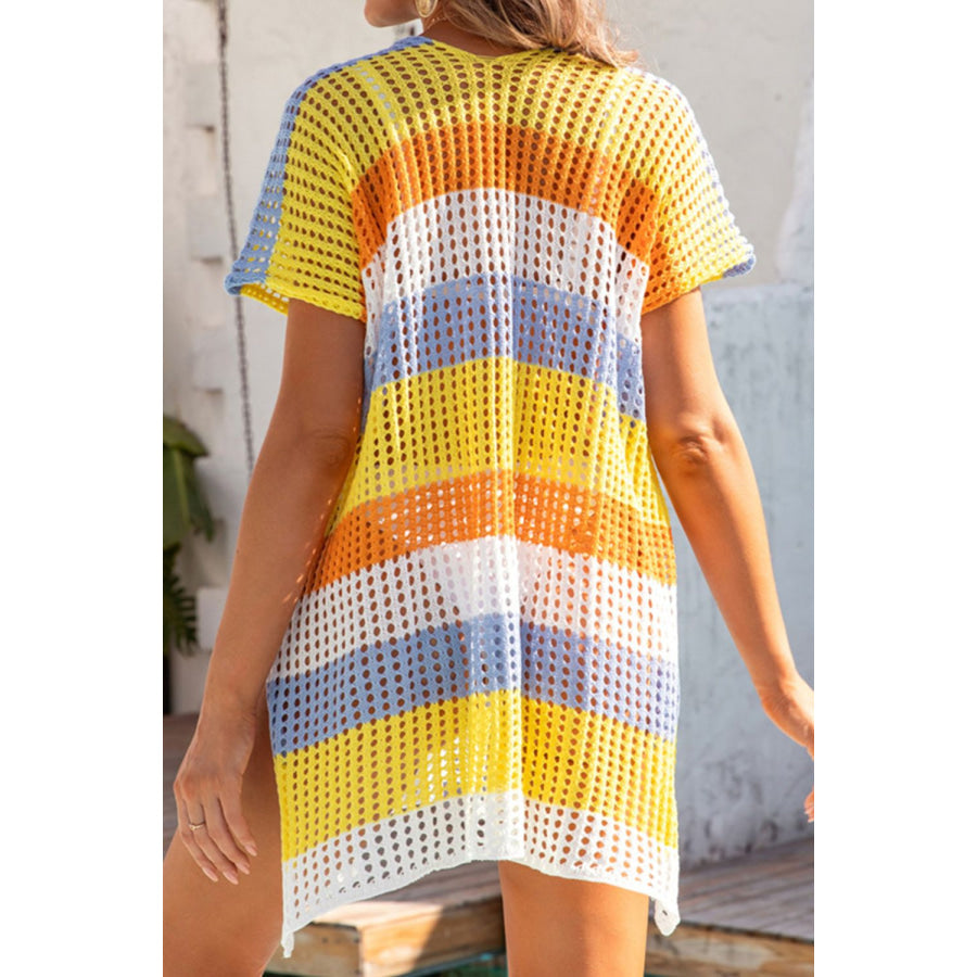 Slit Color Block V - Neck Cover - Up Canary Yellow / One Size Apparel and Accessories