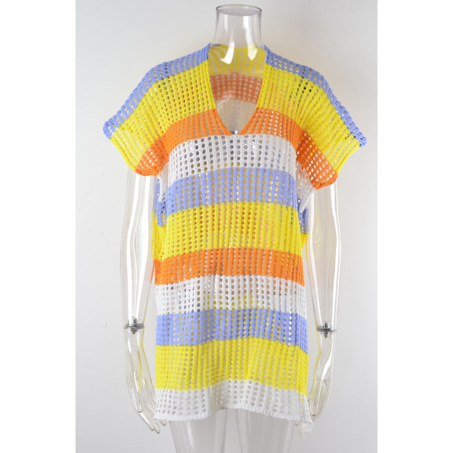 Slit Color Block V - Neck Cover - Up Canary Yellow / One Size Apparel and Accessories