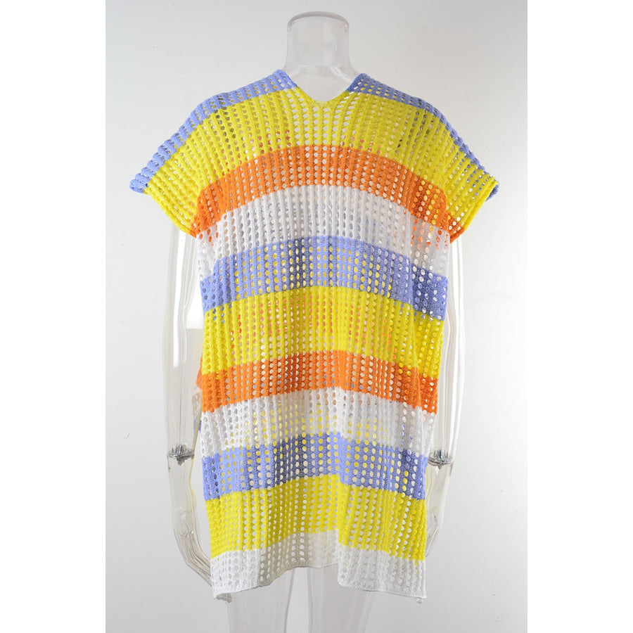 Slit Color Block V - Neck Cover - Up Canary Yellow / One Size Apparel and Accessories