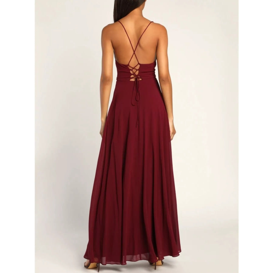 Slit Cowl Neck Maxi Dress Apparel and Accessories