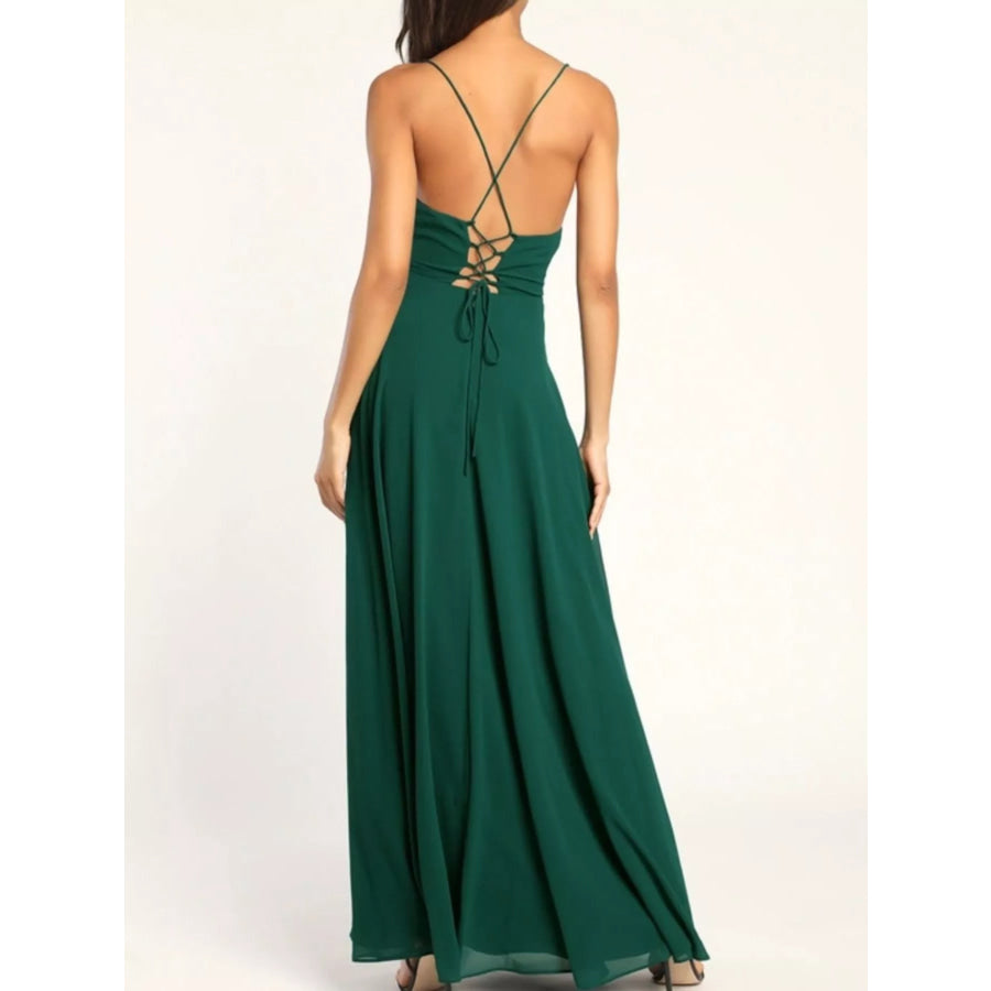 Slit Cowl Neck Maxi Dress Apparel and Accessories